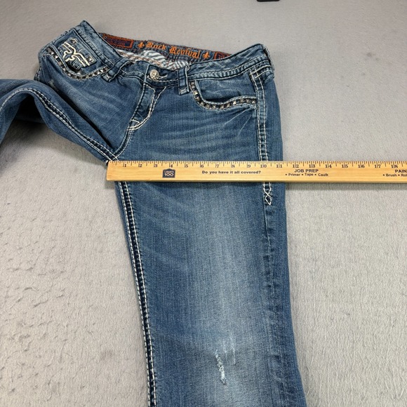 Rock Revival Jeans Womens 30 Blue Bootcut Embroidered Embellished Distressed - Picture 10 of 15